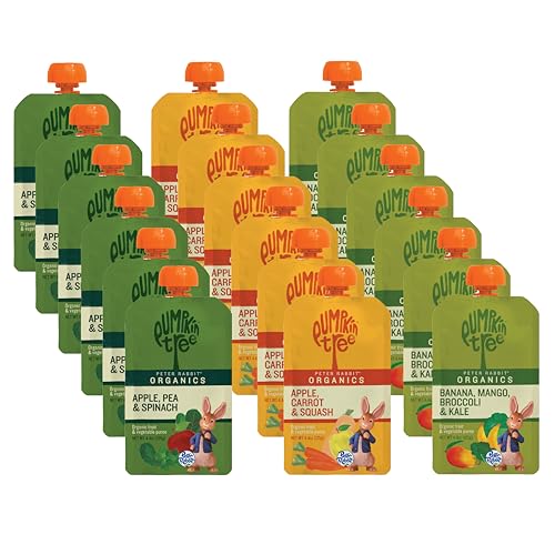 Peter Rabbit Organics Fruit & Vegetable Variety Pack, 4 oz. Squeezable Pouches…