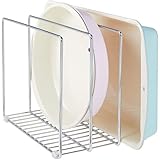 mDesign Metal Wire Cookware Organizer Rack for Kitchen Cabinet, Pantry and Shelves - Organizer Holder with 3 Slots for Cookie