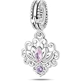 CYCUFF 925 Sterling Silver Charms Suitable for Bracelets Charms Beads, Charm Necklaces Jewellery Gift for Women Family Friends (Romantic Classic Guardian Flower Charm)