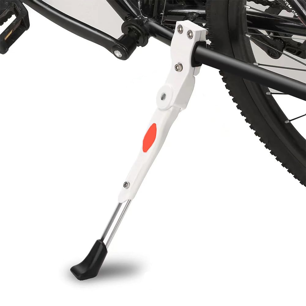 Quixotical Bicycle Kickstand White, Premium Bike Kickstand, Height Adjustable Bicycle Kick Stand, Aluminum Rear Side Bicycle Stand, for Bicycle, Road Bike, Mountain Bike