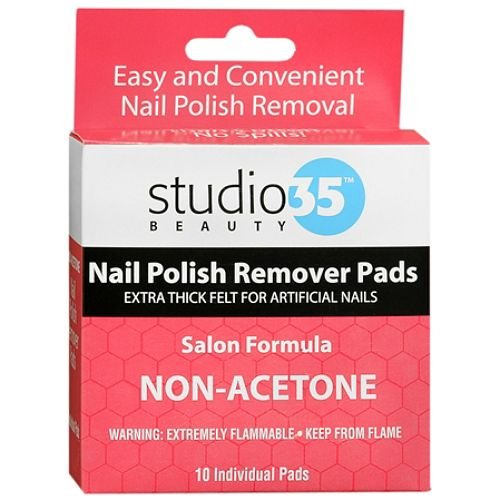 Studio 35 Nail Polish Remover Pads, Non-Acetone 10 ea