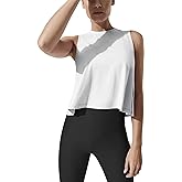 Mippo Crop Tops for Women Womens Workout Tops Flowy Cropped Tank Tops Athletic Shirts