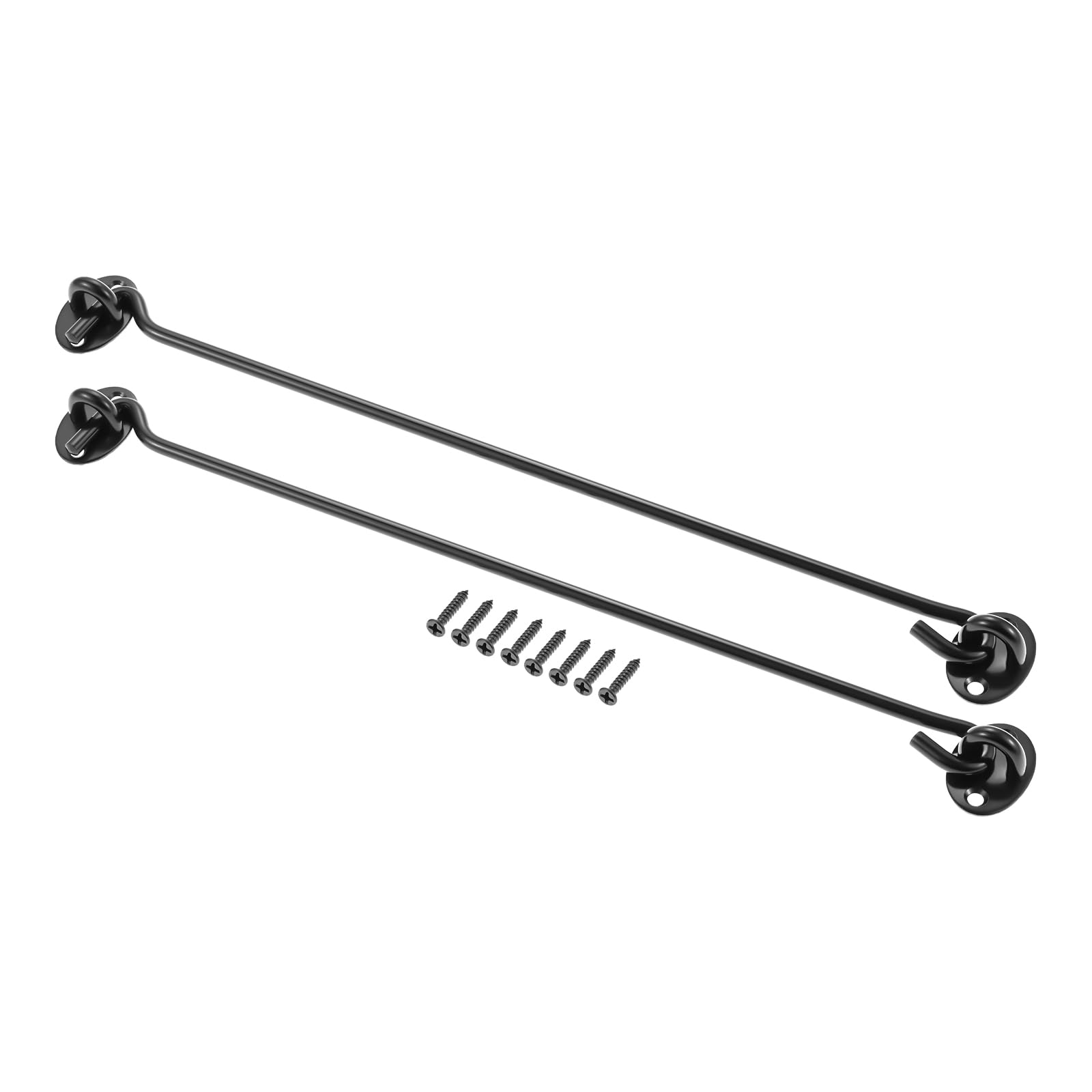 14 Inch-350mm Cabin Hook and Eye Latch Lock Shed Gate Door Catch Silent Holder Stainless Steel Black 2Pcs