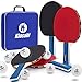 One Day Sale! - Ping Pong Paddle set - 4 Premium Table Tennis Racket with 8 Professional Game Balls. Spin Rubber Pingpong Bat tables paddles with Cover Case holder Bag for Indoor & Outdoor Play