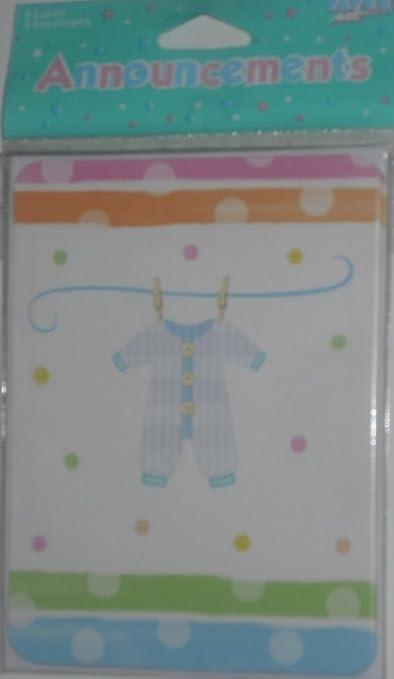 Baby Biancheria Biglietti Di Annuncio Nascita Pack Di 8 Amazon It Casa E Cucina