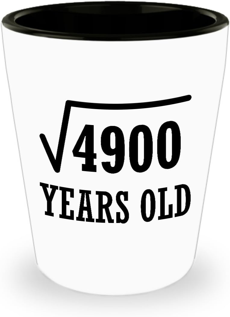 Square Root 4900 Shot Glass Unique Ceramic