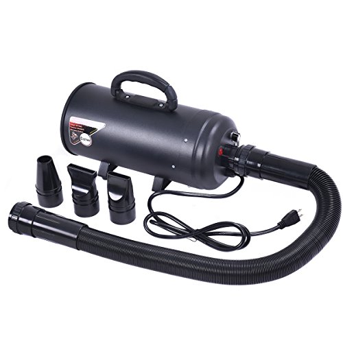 Click Here to See More Images Giantex Black Double Motor Dog Cat Pet Groomming Dryer Air Blower Quick W/ Heater 3600W