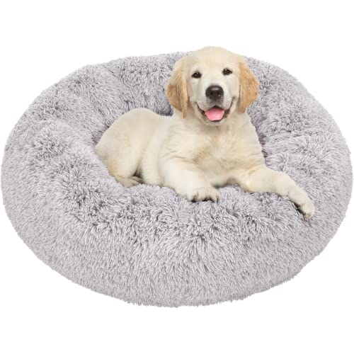 Active Pets Plush Calming Donut Dog Bed Anti Anxiety Bed for Dogs