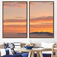 2 Piece Framed Canvas Wall Art Sunset in The Mountains Canvas Prints Home Artwork Decoration for Living Room,Bedroom - 16
