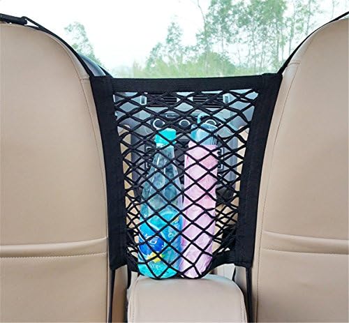 2NB 2-Layer Universal Car Seat Storage Mesh Cargo Net Hook Pouch Holder for Bag Luggage Pets Children Kids Disturb Stopper