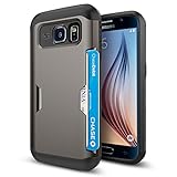 Galaxy S6 Case, Spigen [Card Holder] Slim Armor CS Case for Samsung Galaxy S6 [Card Slot Holder Wallet Case] - Retail Packaging - Gunmetal (SGP11335)