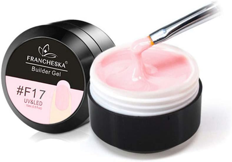 Builder Gel,Pink White Clear Women Fashion UV Lamp Use French Manicure Nail Art Extend Glue Nail Extension Builder Gel 3D Crystal Jelly(F17)