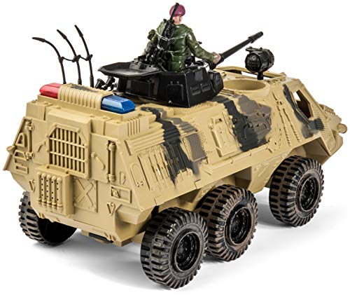 Memtes Military Fighter Army Truck Tank Toy with Mini Army Soldier with Lights and Sound