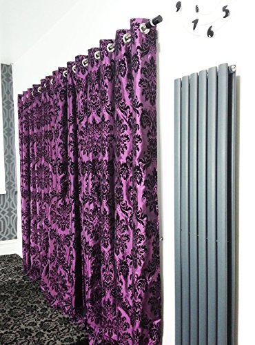 Cushion Mania Pair Of Full Flock Damask Fully Lined Eyelet