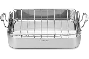 Cuisinart Multiclad Pro Triple Ply Stainless Cookware 16-inch Roasting Pan Skillet, Rectangular Roaster w/Rack
