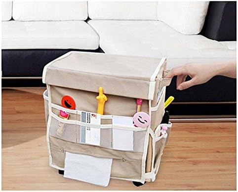 16 Pockets Bedside Caddy Organizer for Remote Controls, TV Guide/Mail/CD,Portable Storage Bag, Beige