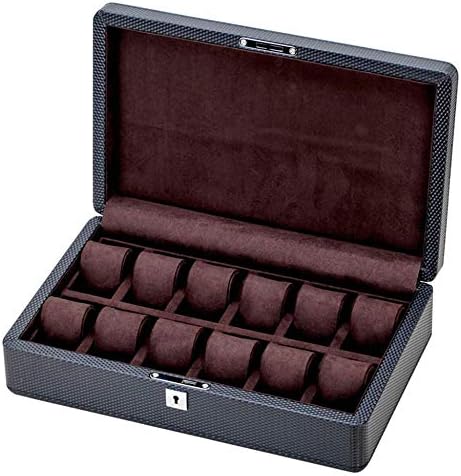 ACZZ Watch Box Jewelry Collection Finishing Display Wooden Box / 12-Slot Luxury Jewelry Carbon Fiber Display Cabinet/Metal Buckle,A,Box