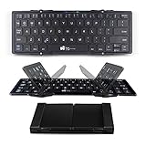 EC Technology Foldable Bluetooth Keyboard, Ultra Slim Portable Wireless Keyboard with Pocket-size, Ergonomic Design, for IOS/Android/Windows - Black