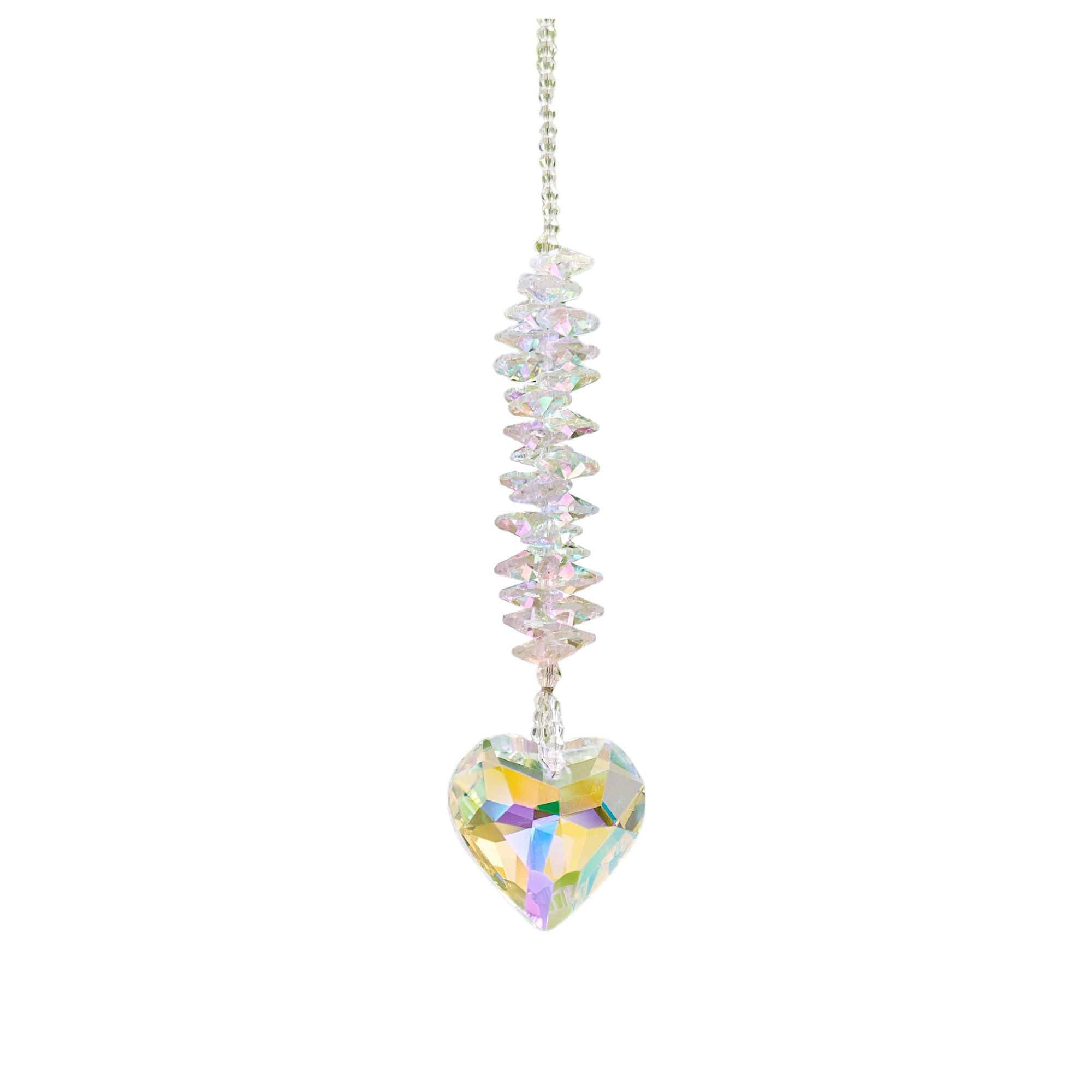 Rainbow Suncatcher Hanging Ornaments,Crystal Heart Shape Prisms Pendants,Rainbow Maker Chakra for Home Garden Window Decoration (AB color)