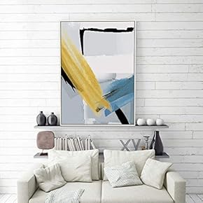 Framed Canvas Home Artwork Decoration Golden Abstract Style Canvas Wall Art for Living Room, Bedroom - 16x24 inches