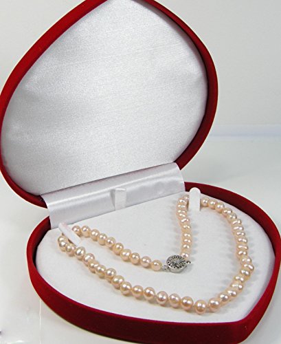 New Velvet Jewelry Store Style XL Necklace Pearl Red Heart Gift Box