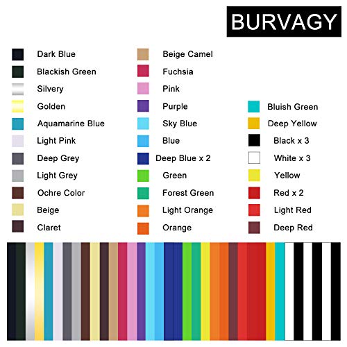BURVAGY HTV Heat Transfer Vinyl: 36 Pack 12" x 10" Sheets for Iron On T-Shirts - 30 Assorted Colors