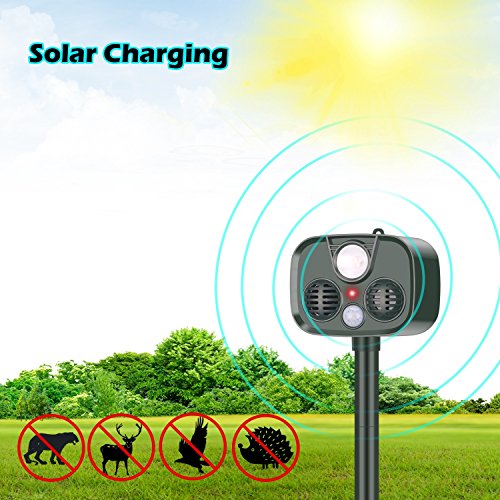 image for LUCKYDIY Solar Ultrasonic Outdoor Animal Repellent and Pest Repeller, 