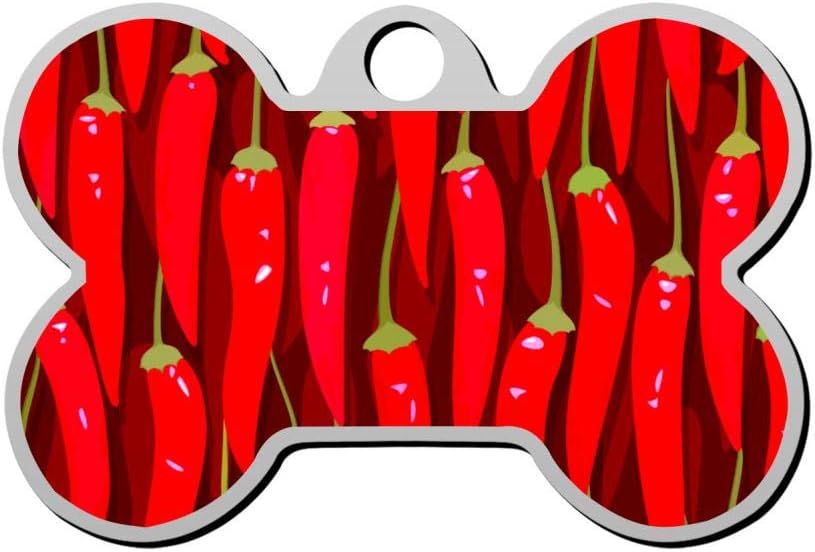 HOJEY Custom Red Pepper Pet ID Tag Bone Shape Personalized Dog Tags & Cat Tags Identity Collar Tags