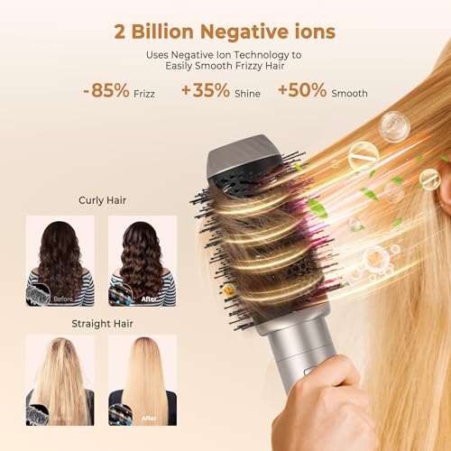 UKLISS Hairstyler Airstyler 6 in 1 Hair Dryer, 1000W Hair Dryer Brush Set, Air Curler, Styling Brushes, 3 Temp Adjustments, Gifts Set for Donn (Gold)