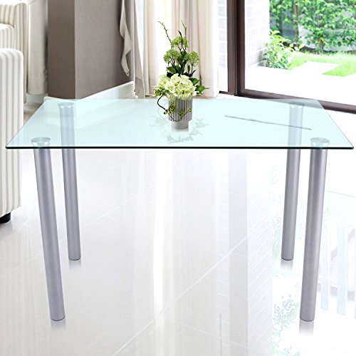 Kaluo 5 PCS Modern Rectangular Dinning Set, Durable Glass Top Table & 4 Chairs for Kitchen Room Furniture - Thumbnail 3