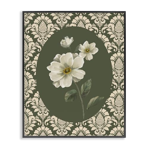 Stupell Industries Fancy Lace and White Flowers Black Framed Giclee Art, design…
