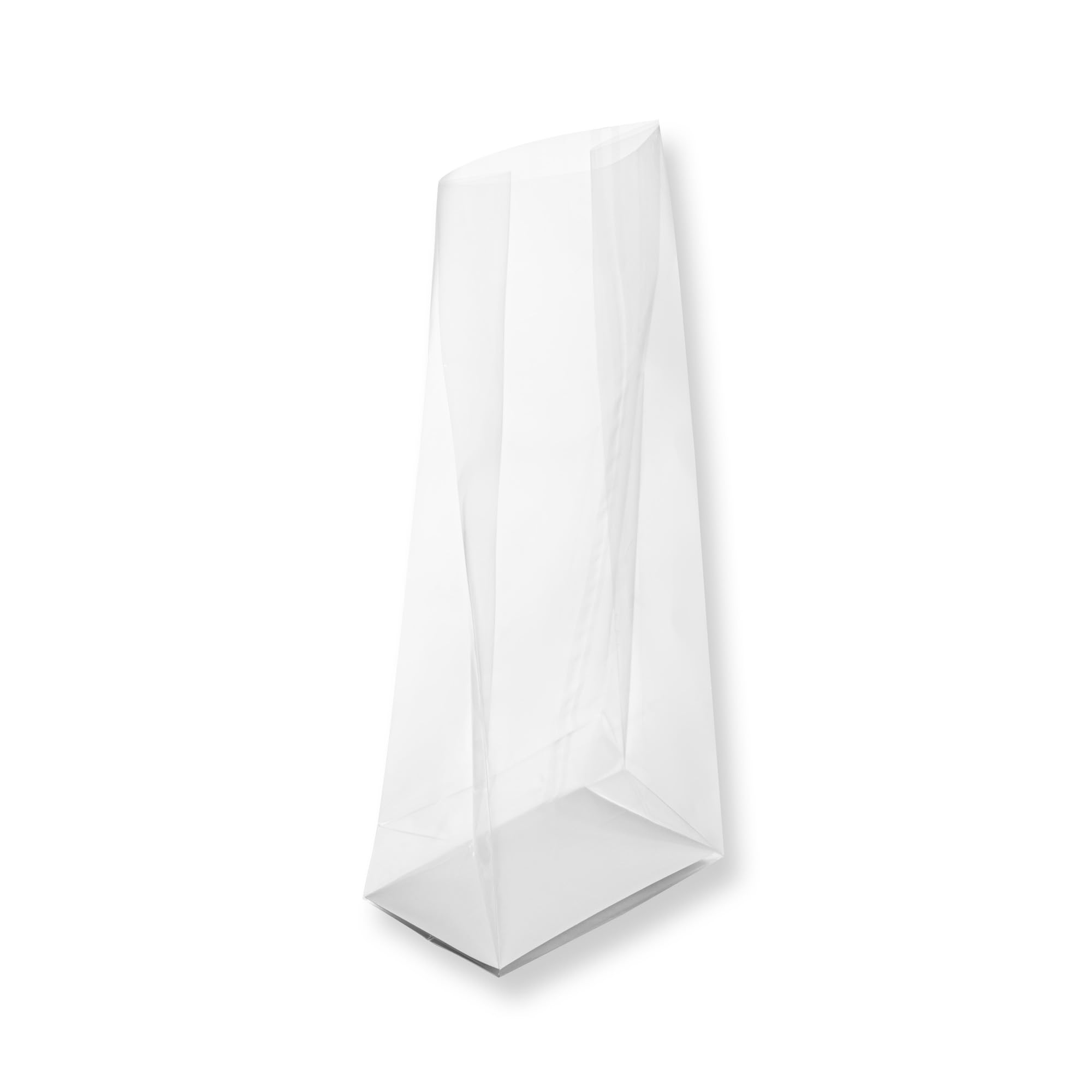 Restaurantware Flat Bottom Heat Seal Sandwich Bags Heat Sealable Food Bags - Gusset Bag with Paper Insert - Clear - 5 x 3 x 12 Inch - 100ct Box - Bag Tek