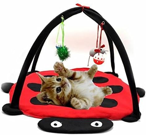 KELER Ladybug Shap Foldable Cat Mat for Cat Playing Hammock Tent