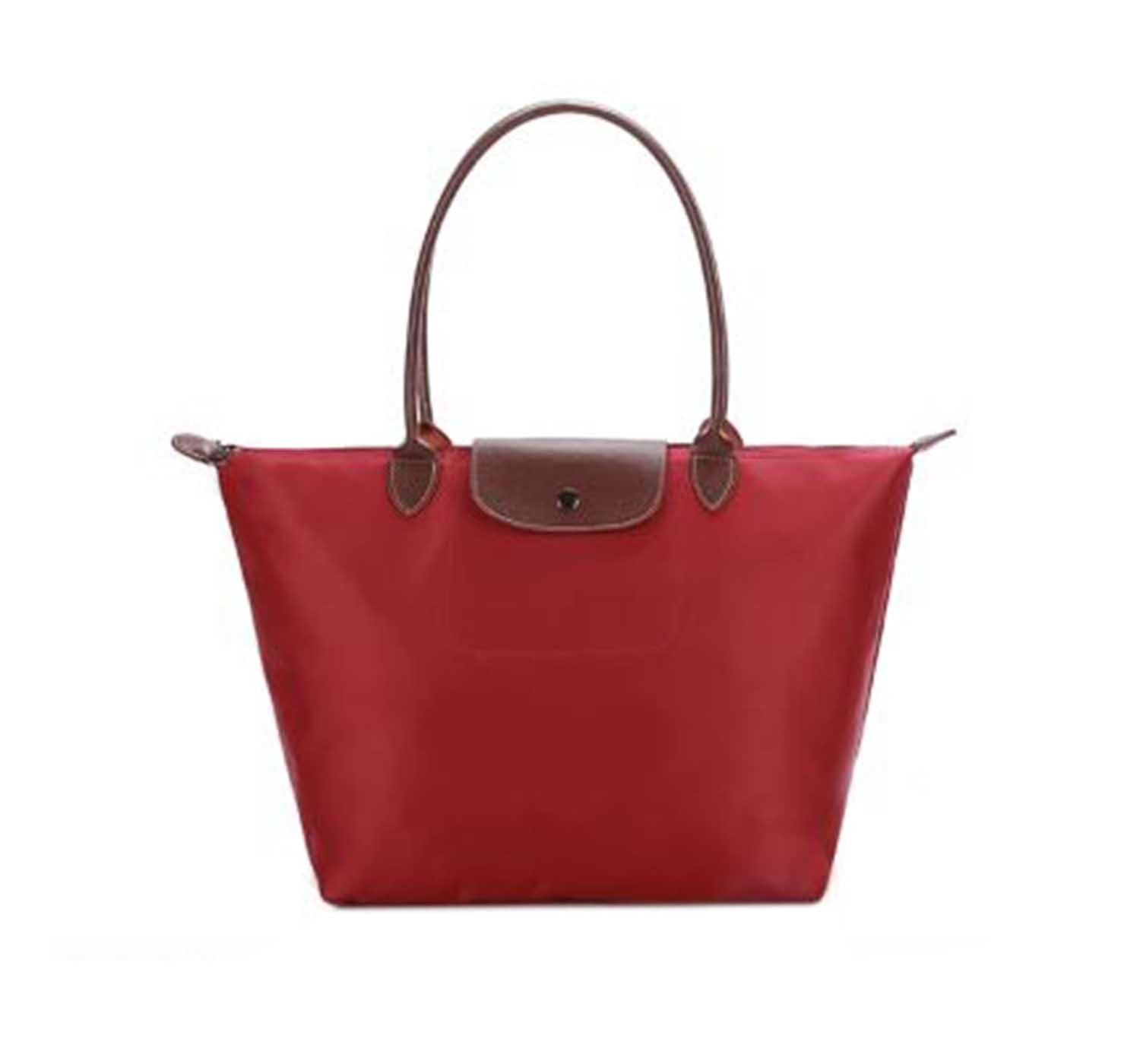 di grazia women's italian foldable waterproof nylon shopping beach tote handbag (maroon red, maroon-nylon-shopping-beach-tote)