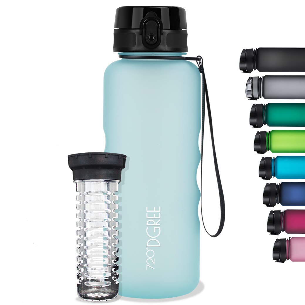 720°DGREE Water Bottle “uberBottle“ - 1.5 L softTouch +Fruit-Infuser - BPA-Free Tritan, Leakproof, Reusable Drinking Bottle - Sports Bottle for Gym, Running, Fitness, Hiking, Travel, School, Office