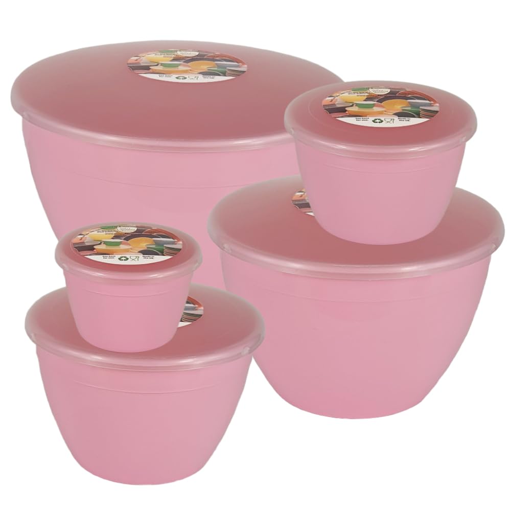 Just Pudding Basins Pink Space Saving Set of Plastic Steam Pudding Bowls and Lids 5 Popular Sizes Up to 3 Pints