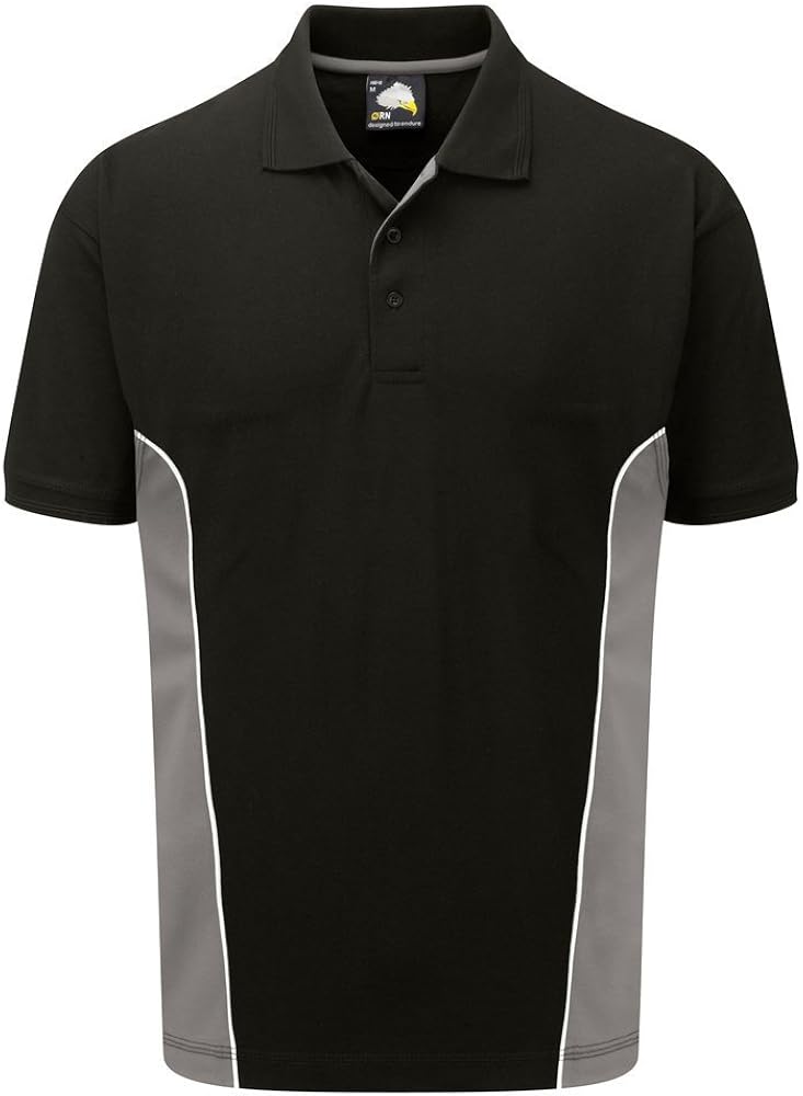 Orn Men's Two Tone Contrast Cotton Work Wear Polo Shirt Small Black