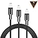 BONSALAY iPhone charger, 3Pack 3FT 6FT 10FT Nylon Braided Cord Lightning Cable to USB Charger for iPhone 7/7 Plus/6s/6s Plus/6/6Plus/5s/5c/5, iPad/iPod Models-Black