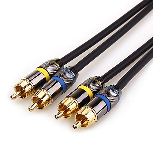 NANYI Upgrade 2RCA Male to 2RCA Male Stereo Audio Cable Gold Plated for Home Theater, HDTV, Gaming Consoles, Hi-Fi Systems,5feet /1.5meters - Thumbnail 4
