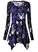BAISHENGGT Women's Paisley Printed Handkerchief Hem Tunic Top Large Dark Blue