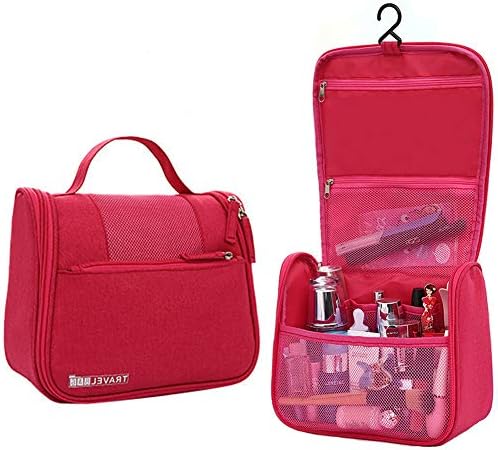 Hanging Toiletry Bag Portable Makeup Bag Shower Bag Travel Cosmetic Bag for Women Hang Case for Cosmetics and Toilet Accessories with Hook (Pink)