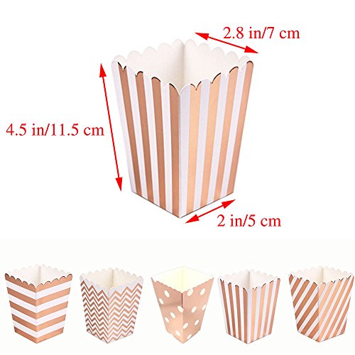 Popcorn Boxes Cardboard Candy Boxes for Birthday Bridal and Baby Shower Carnival/Graduation/Party/Movie/Fiesta Dessert Tables Wedding Party Supplies 60pcs Rose Gold