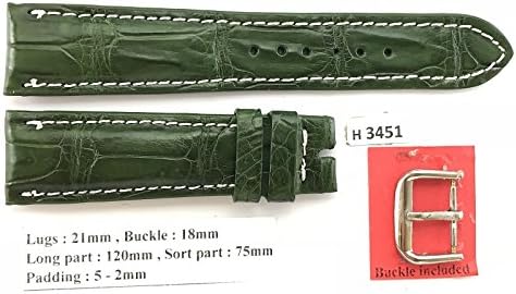 21mm/18mm GREEN Genuine Crocodile Leather Skin Watch Strap Band Men HANDMADE H3451 C#
