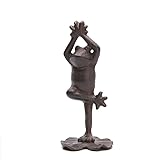 BRASSTAR Cast Iron Frog Prince Dance Statue Paperweight Fantastic Figurine Garden Lawn Home Office Desk Decor Collectible Gift PTWQ014