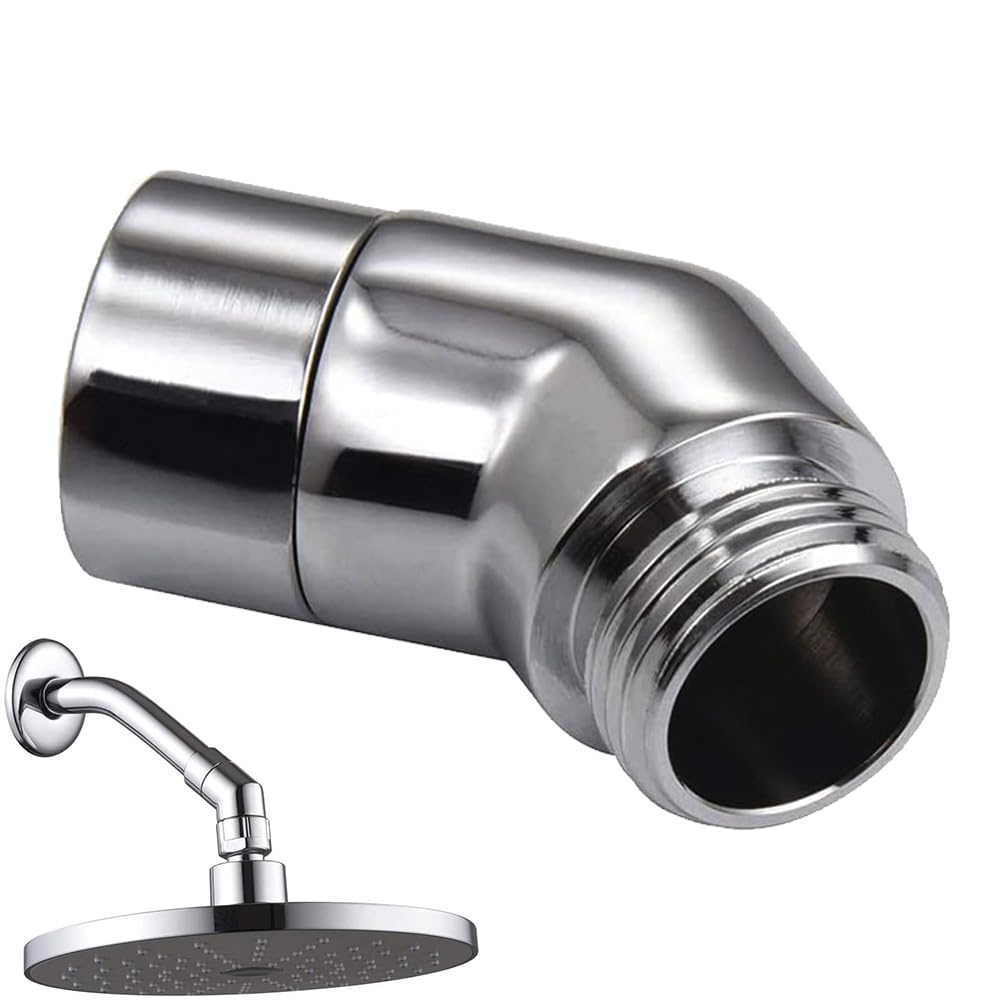 Handheld Shower Head Elbow Adapter G1/2" Conversion Joint Shower Connector 135 Degrees for Most Standard Shower Systems Silver