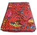 colors of rajasthan Indian Kantha Blanket, Bed Cover, King Kantha Bedspread, Bohemian Bedding Kantha Hippie Quilts (Red)