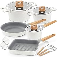 Cookware Set Nonstick 100% PFOA Free Induction Pots and Pans Set with Cooking Utensil 15 Piece – Grey&White Cookware Set Nonstick 100% PFOA Free Induction Pots and Pans Set with Cooking Utensil 15 Piece – Grey&White