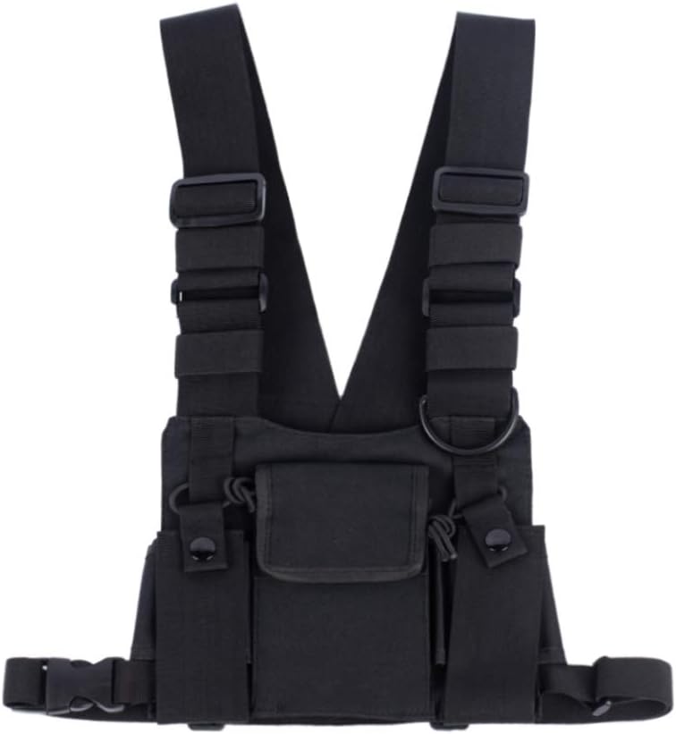 Saigain Universal Hands Free Radio Vest Chest Rig Harness Bag Holster for Two Way Radio (Rescue Essentials)