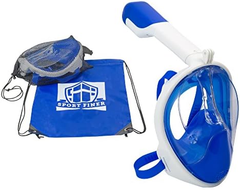 Full-Face Snorkel Mask with Camera Mount, Anti-Fog (BLUE, Large/Extra Large)