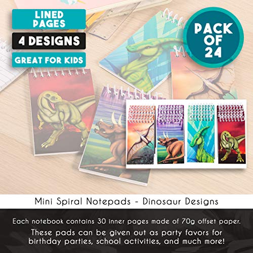 Spiral Notepad – 24-Pack Top Spiral Notebooks, Bulk Mini Spiral Notepads for Journaling, Note Taking, To-do Lists, Lined Paper, 4 Dinosaur Designs, 3 x 5 Inches - Thumbnail 5
